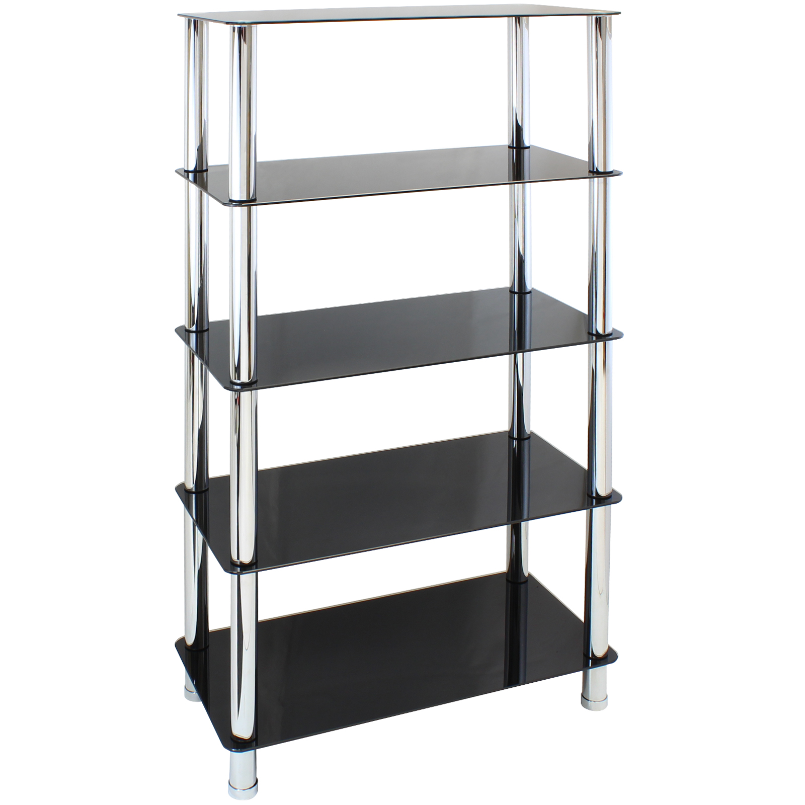 5 TIER GLASS SHELF UNIT HOME/OFFICE LOUNGE/HALL STORAGE DISPLAY RACK